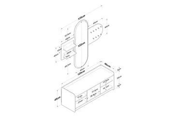 Ronnric Gangmøbelsett Hvit/Brun - Hanah Home - Møbler - Gangmøbler - Møbelsett til gang & entre