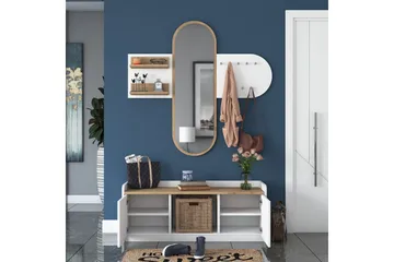 Ronnric Gangmøbelsett Hvit/Brun - Hanah Home - Møbler - Gangmøbler - Møbelsett til gang & entre