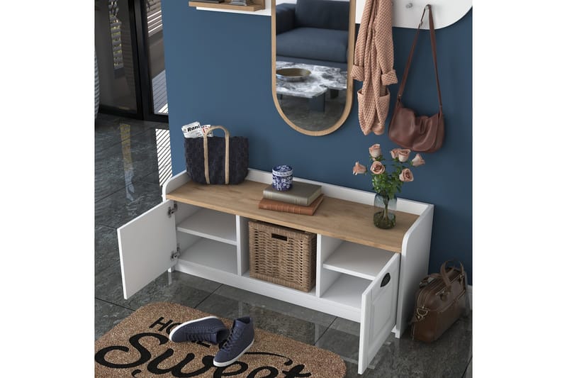 Ronnric Gangmøbelsett Hvit/Brun - Hanah Home - Møbler - Gangmøbler - Møbelsett til gang & entre