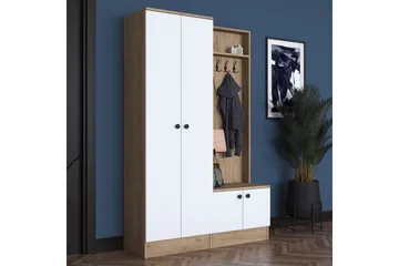 Hooda Gangmøbelsett Hvit/Brun - Hanah Home - Møbler - Gangmøbler - Møbelsett til gang & entre