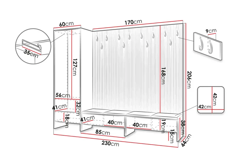 Agam Entrémøbelsett - Møbler - Gangmøbler - Møbelsett til gang & entre