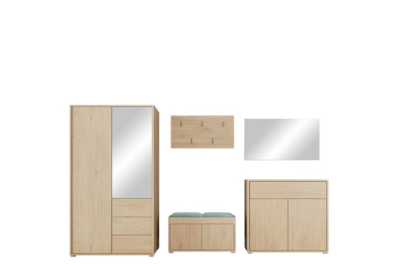 Agawal Hallmöbelset - Brun - Møbler - Gangmøbler - Møbelsett til gang & entre