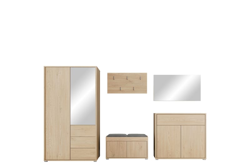 Agawal Hallmöbelset - Brun - Møbler - Gangmøbler - Møbelsett til gang & entre