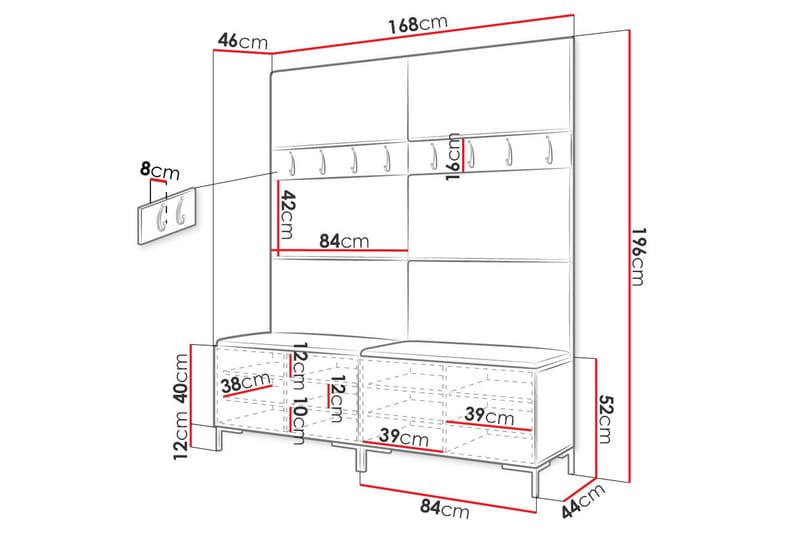 Ahsamin Entrémøbelsett - Møbler - Gangmøbler - Møbelsett til gang & entre