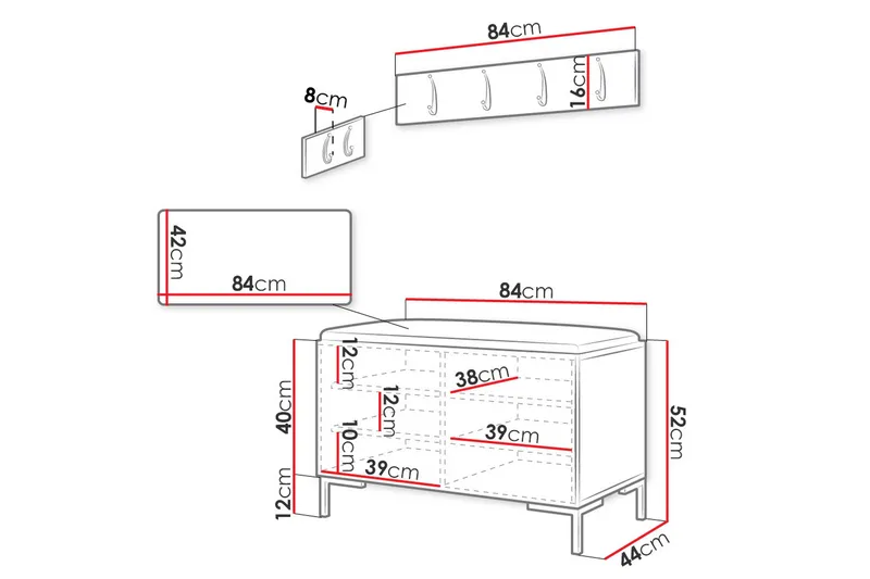 Ahsamin Entrémøbelsett - Møbler - Gangmøbler - Møbelsett til gang & entre