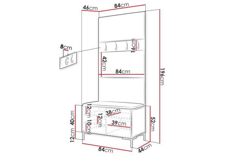 Ahsamin Entrémøbelsett - Møbler - Gangmøbler - Møbelsett til gang & entre