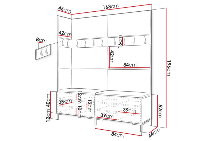 Ahsamin Entrémøbelsett - Møbler - Gangmøbler - Møbelsett til gang & entre