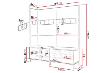 Ahsamin Entrémøbelsett - Møbler - Gangmøbler - Møbelsett til gang & entre