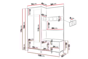 Ahsamin Hall Møbelsett - Beige/Brun - Møbler - Gangmøbler - Møbelsett til gang & entre