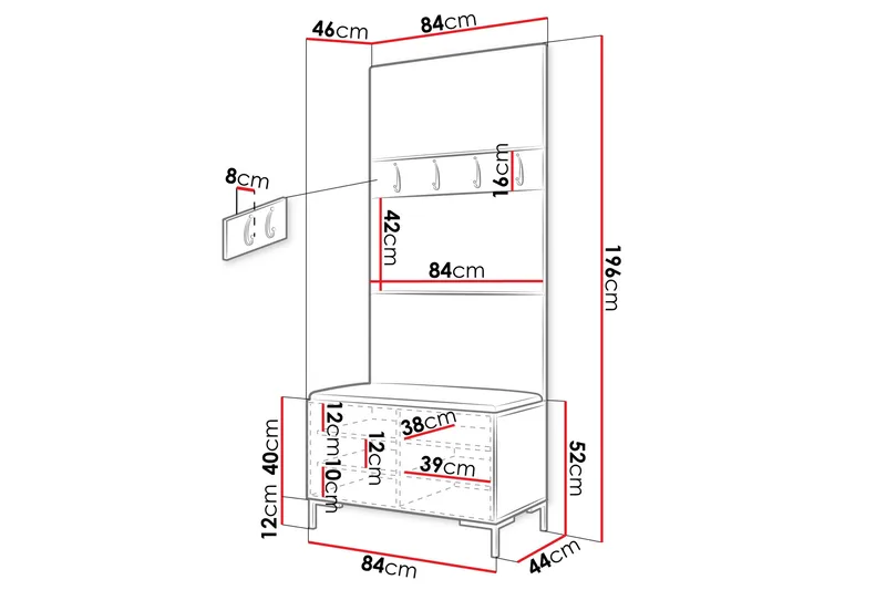 Ahsamin Hall Møbelsett - Brun - Møbler - Gangmøbler - Møbelsett til gang & entre