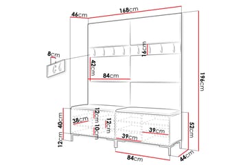 Ahsamin Hall Møbelsett - Hvit - Møbler - Gangmøbler - Møbelsett til gang & entre