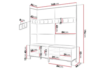 Ahsamin Hall Møbelsett - Svart Og Hvitt - Møbler - Gangmøbler - Møbelsett til gang & entre