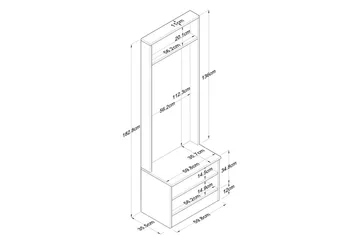Alvric Entrémøbelsett - Valnøtt/Hvit - Møbler - Gangmøbler - Møbelsett til gang & entre