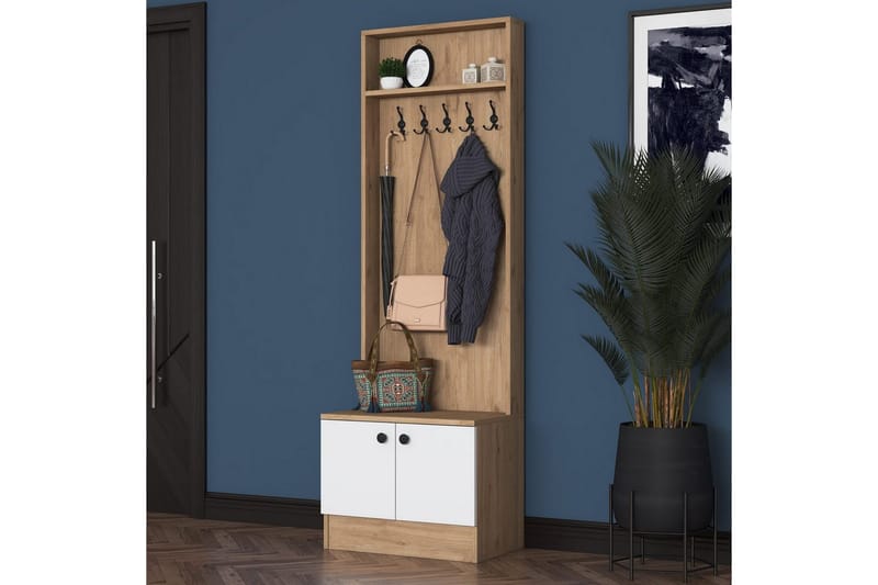 Alvric Entrémøbelsett - Valnøtt/Hvit - Møbler - Gangmøbler - Møbelsett til gang & entre