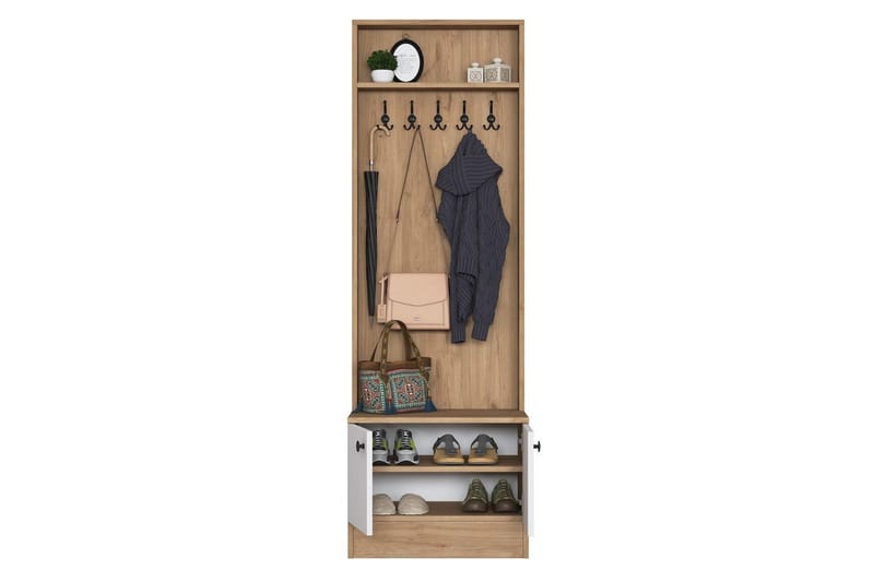 Alvric Entrémøbelsett - Valnøtt/Hvit - Møbler - Gangmøbler - Møbelsett til gang & entre