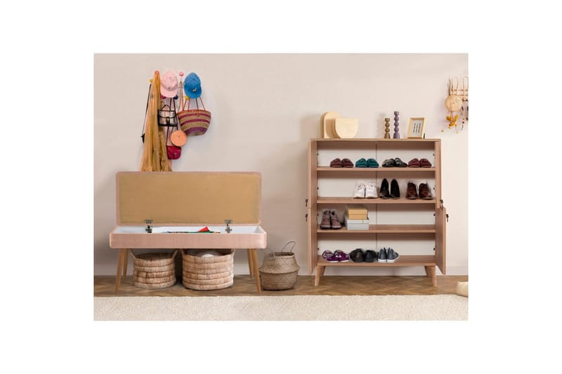 Anaya Entrémøbelsett - Stein - Oppbevaring - Skooppbevaring - Skobenk & skohylle med benk