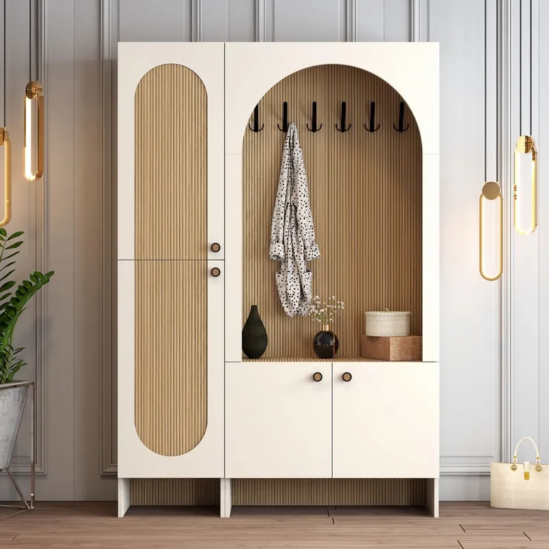 Ayleid hallmøbel 200 cm - Krem / Eik - Møbler - Gangmøbler - Møbelsett til gang & entre