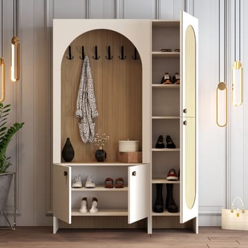 Ayleid hallmøbel 200 cm - Krem / Eik - Møbler - Gangmøbler - Møbelsett til gang & entre