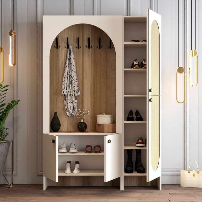 Ayleid hallmøbel 200 cm - Krem / Eik - Møbler - Gangmøbler - Møbelsett til gang & entre