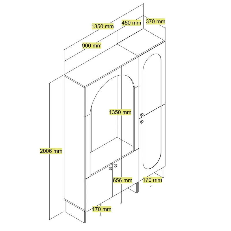 Ayleid hallmøbel 200 cm - Krem / Eik - Møbler - Gangmøbler - Møbelsett til gang & entre