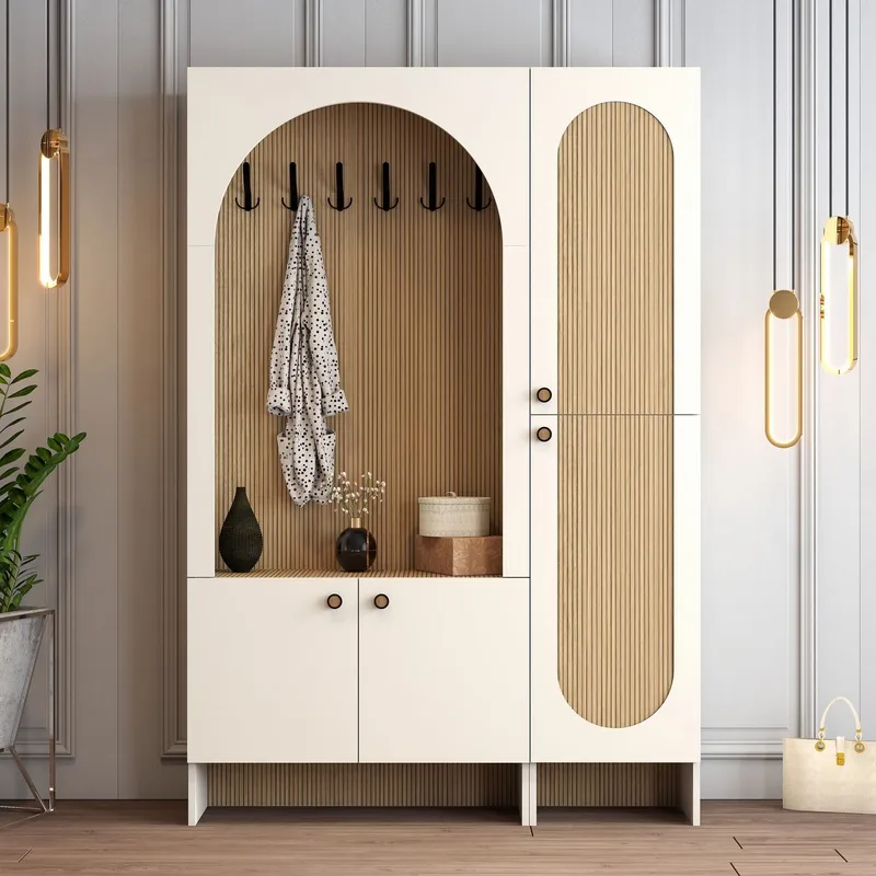 Ayleid hallmøbel 200 cm - Krem / Eik - Møbler - Gangmøbler - Møbelsett til gang & entre