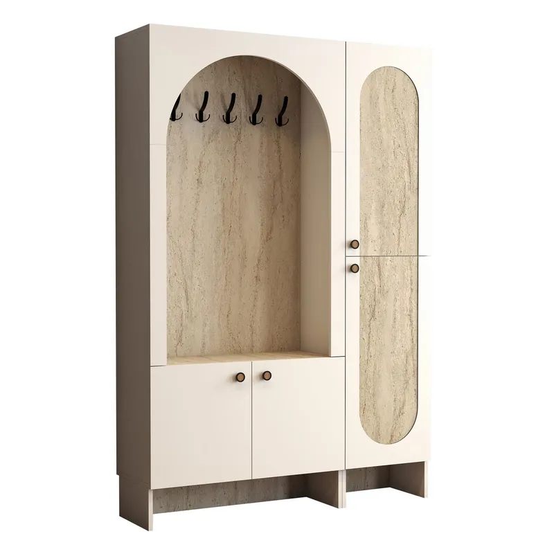 Ayleid hallmøbel 200 cm, Krem / Travertin