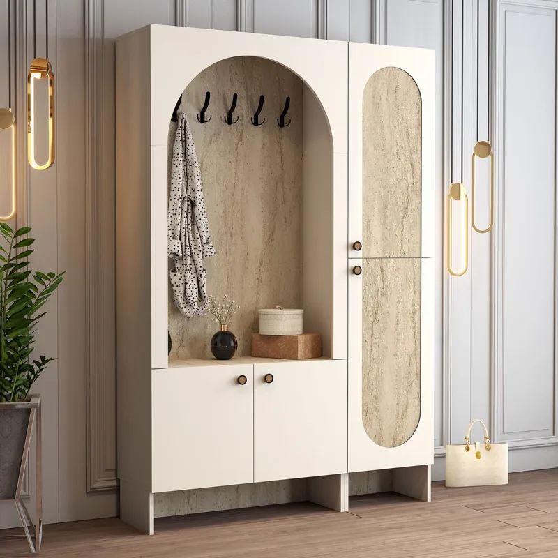 Ayleid hallmøbel 200 cm - Krem / Travertin - Møbler - Gangmøbler - Møbelsett til gang & entre
