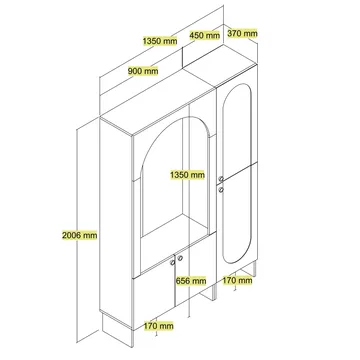 Ayleid hallmøbel 200 cm - Krem / Travertin - Møbler - Gangmøbler - Møbelsett til gang & entre
