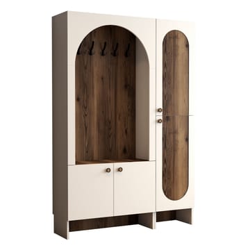 Ayleid hallmøbel 200 cm - Krem / Valnøtt - Møbler - Gangmøbler - Møbelsett til gang & entre