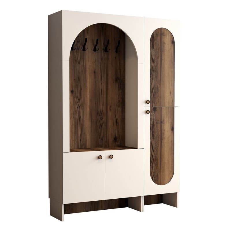 Ayleid hallmøbel 200 cm, Krem / Valnøtt