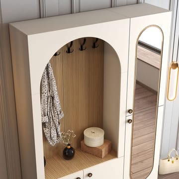 Ayleid hallmøbel med speil 200 cm - Krem / Eik - Møbler - Gangmøbler - Møbelsett til gang & entre