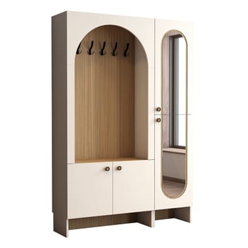 Ayleid hallmøbel med speil 200 cm - Krem / Eik - Møbler - Gangmøbler - Møbelsett til gang & entre