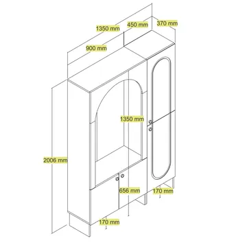 Ayleid hallmøbel med speil 200 cm - Krem / Travertin - Møbler - Gangmøbler - Møbelsett til gang & entre