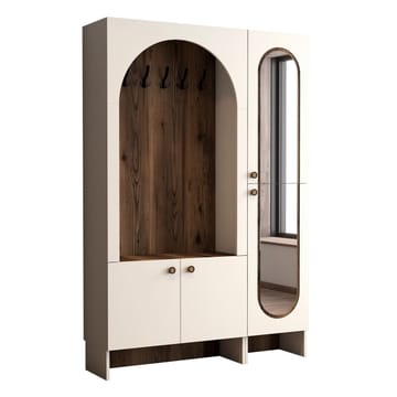 Ayleid hallmøbel med speil 200 cm - Krem / Valnøtt - Møbler - Gangmøbler - Møbelsett til gang & entre