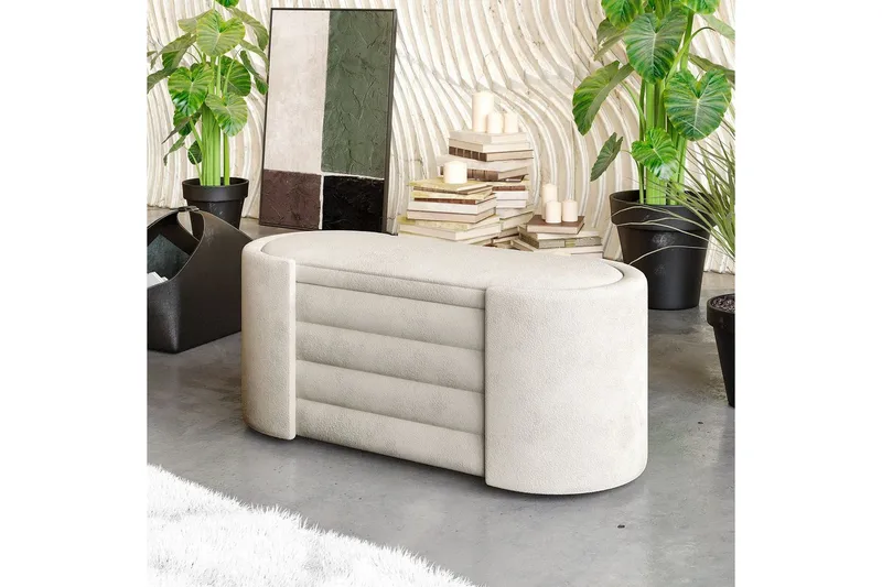 Benk Veyaa Krem i Boks - Cremehvit - Møbler - Stoler - Krakk - Fotskammel