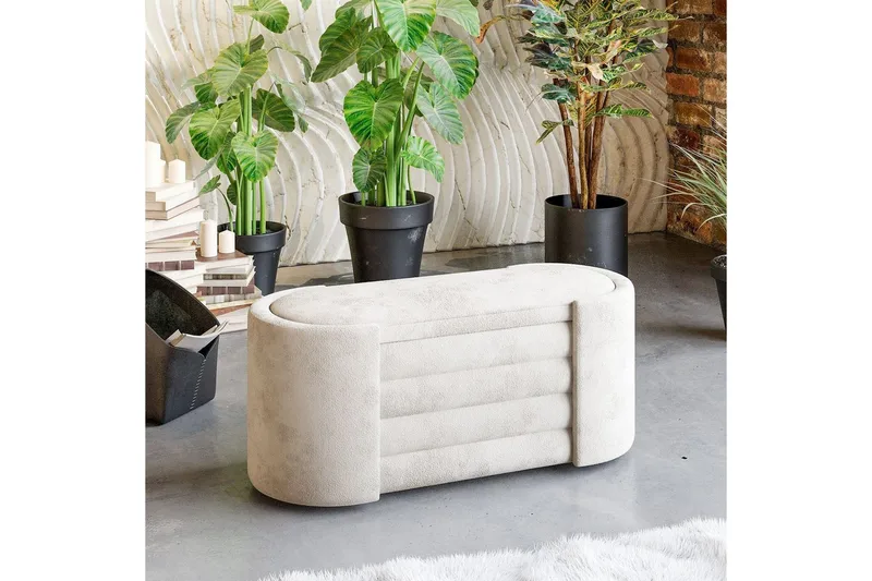 Benk Veyaa Krem i Boks - Cremehvit - Møbler - Stoler - Krakk - Fotskammel