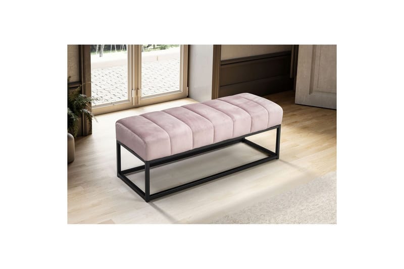 Benke Wohnling fløyelstrukket moderne quiltet elegant metallramme Rosa - Rosa - Møbler - Gangmøbler - Gangbenk