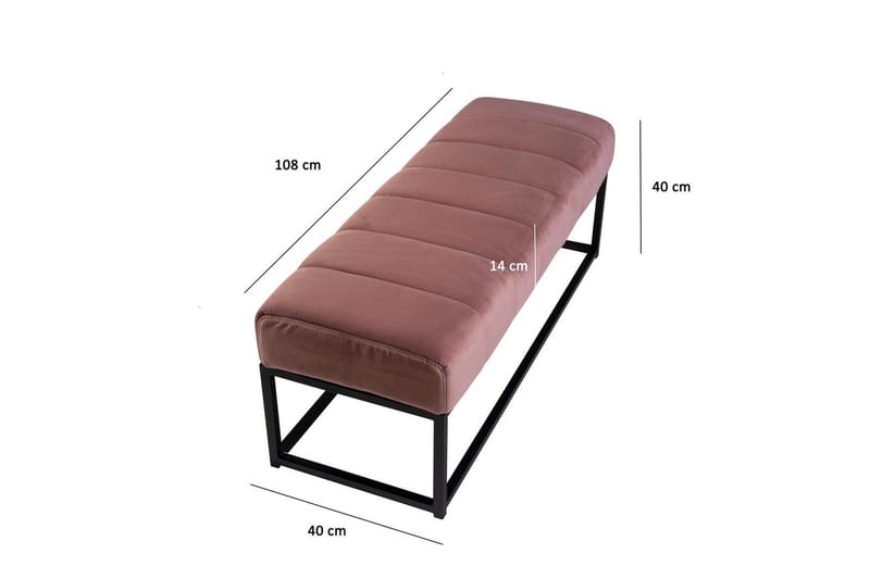 Benke Wohnling fløyelstrukket moderne quiltet elegant metallramme Rosa - Rosa - Møbler - Gangmøbler - Gangbenk