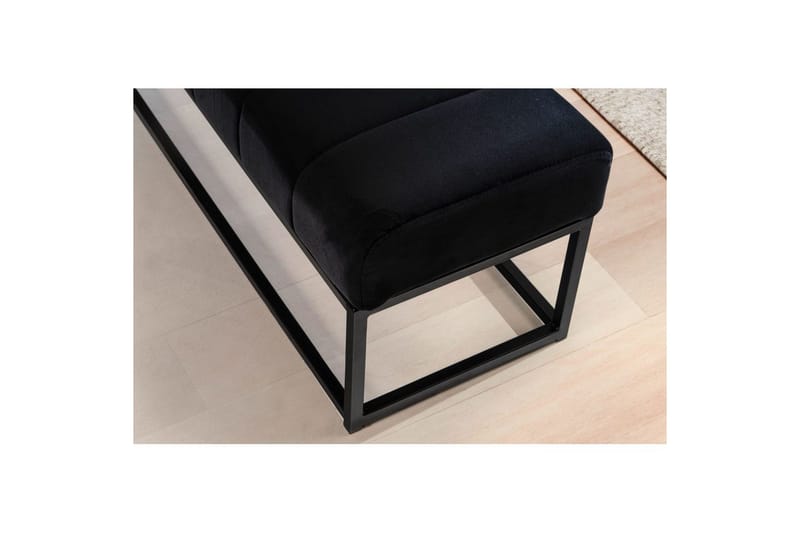Benke Wohnling fløyelstrukket moderne quiltet elegant metallramme Svart - Svart - Møbler - Gangmøbler - Gangbenk
