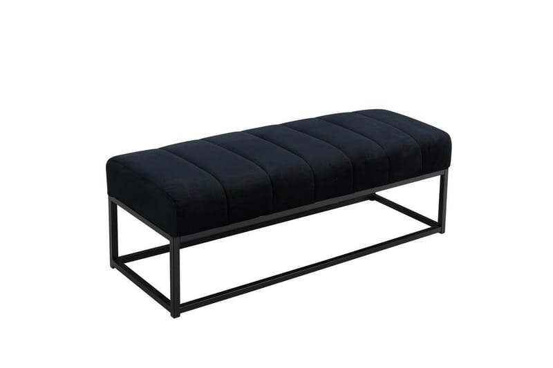Benke Wohnling fløyelstrukket moderne quiltet elegant metallramme Svart - Svart - Møbler - Gangmøbler - Gangbenk