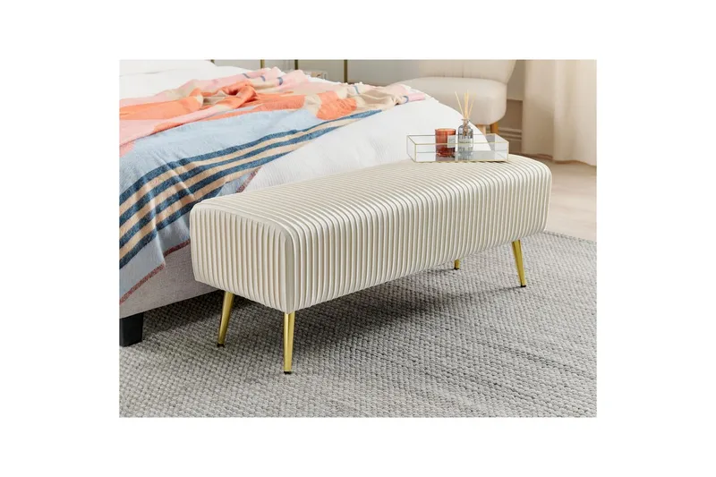 Benken Paterson Hvitt/gull - Hvitt/gull - Møbler - Gangmøbler - Gangbenk