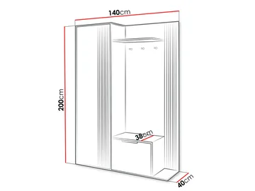 Cinerea hallmøbel 140 cm - brun, svart - Møbler - Gangmøbler - Møbelsett til gang & entre