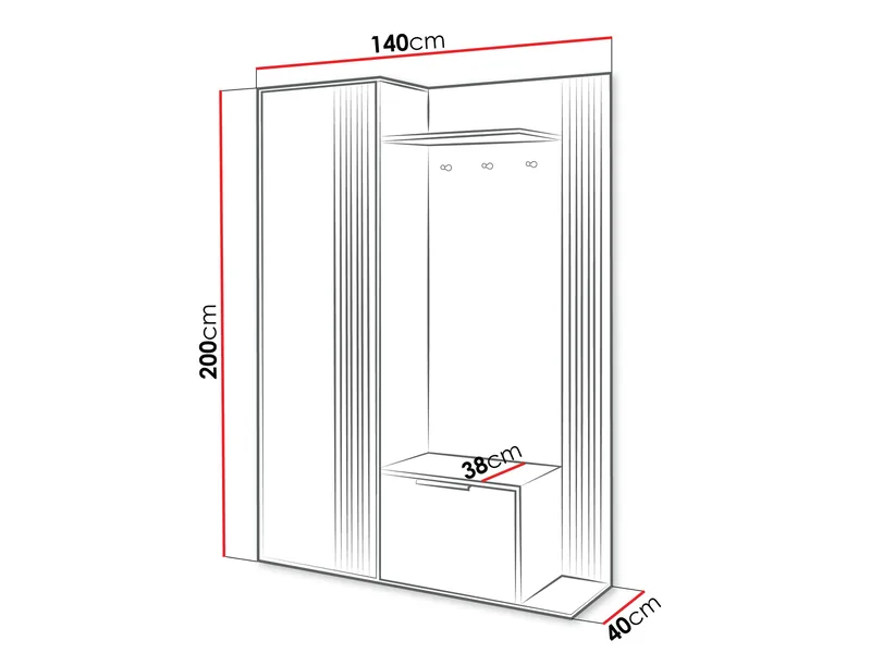 Cinerea hallmøbel 140 cm - brun, svart - Møbler - Gangmøbler - Møbelsett til gang & entre