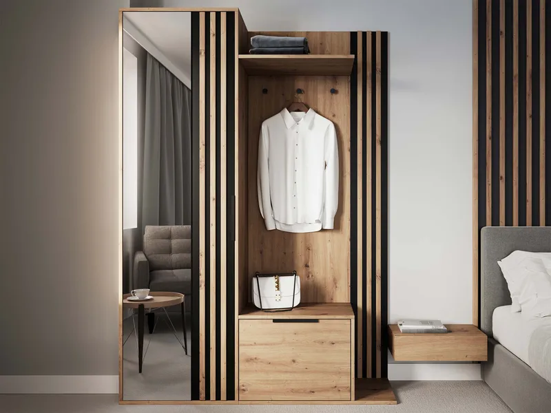 Cinerea hallmøbel 140 cm - brun, svart - Møbler - Gangmøbler - Møbelsett til gang & entre