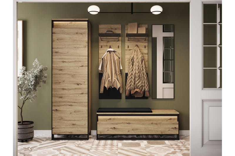 Dorana Hall Møbelsett - Brun/Beige - Møbler - Gangmøbler - Møbelsett til gang & entre