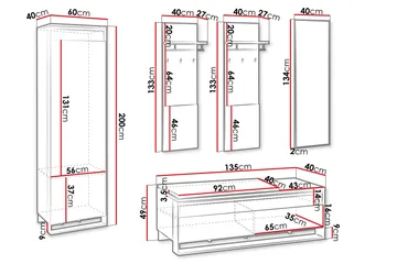 Dorana Hall Møbelsett - Brun/Beige - Møbler - Gangmøbler - Møbelsett til gang & entre
