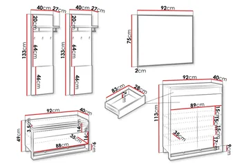 Dorana Hall Møbelsett - Brun/Sort - Møbler - Gangmøbler - Møbelsett til gang & entre
