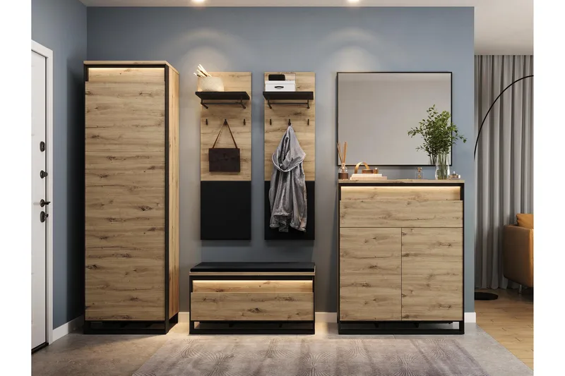Dorana Hall Møbelsett - Brun/Sort - Møbler - Gangmøbler - Møbelsett til gang & entre