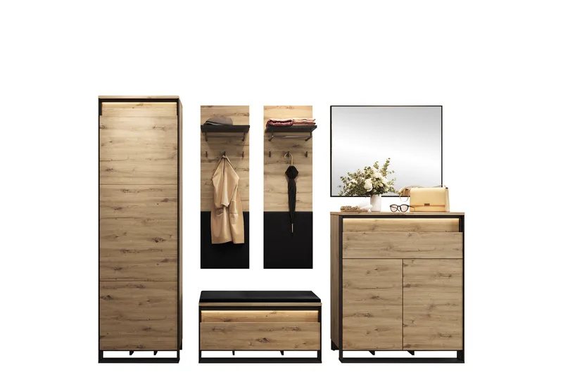 Dorana Hall Møbelsett, Brun/Sort