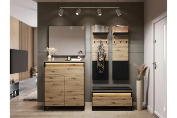 Dorana Hall Møbelsett - Brun/Sort - Møbler - Gangmøbler - Møbelsett til gang & entre